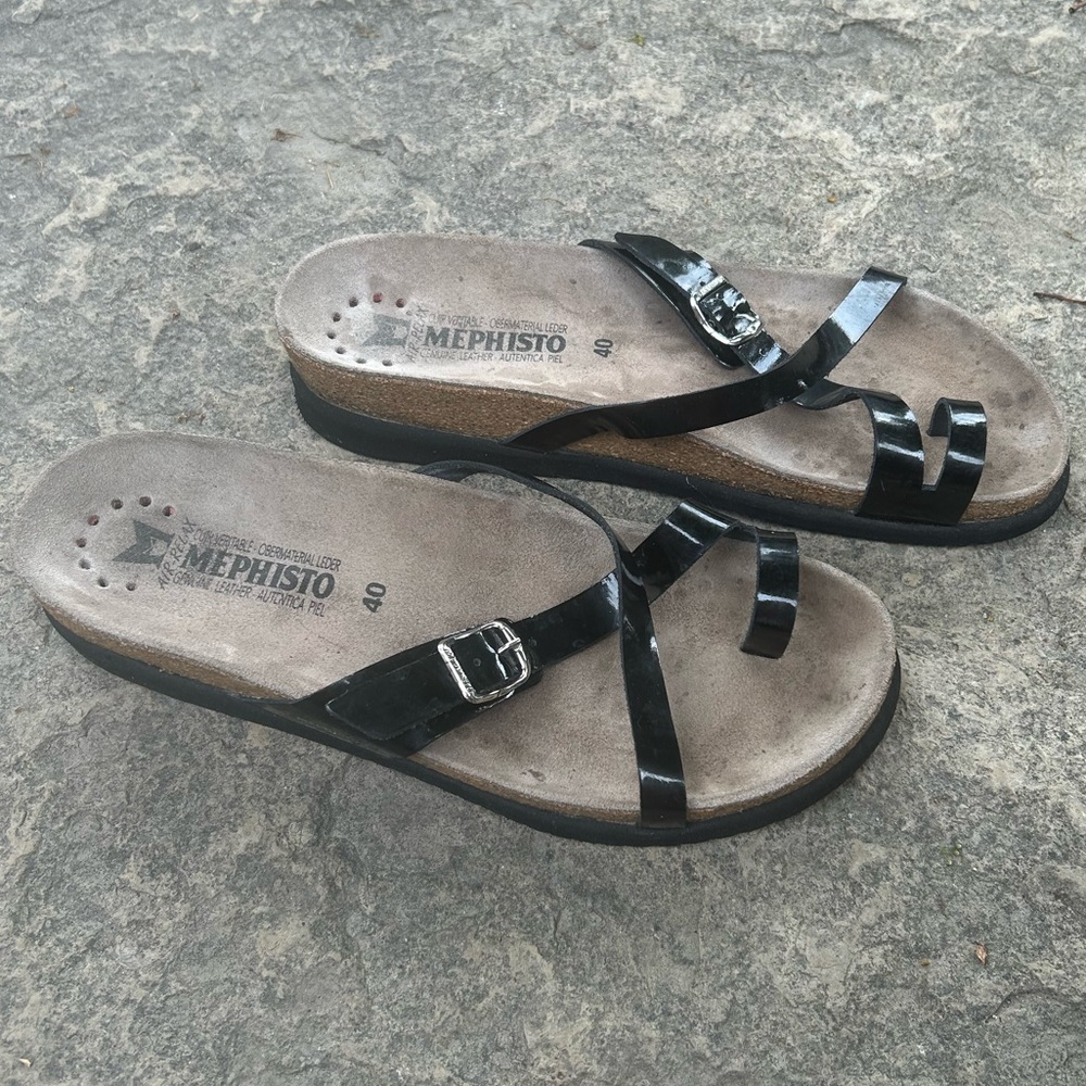 Mephisto Glossy Black Women's Sandals